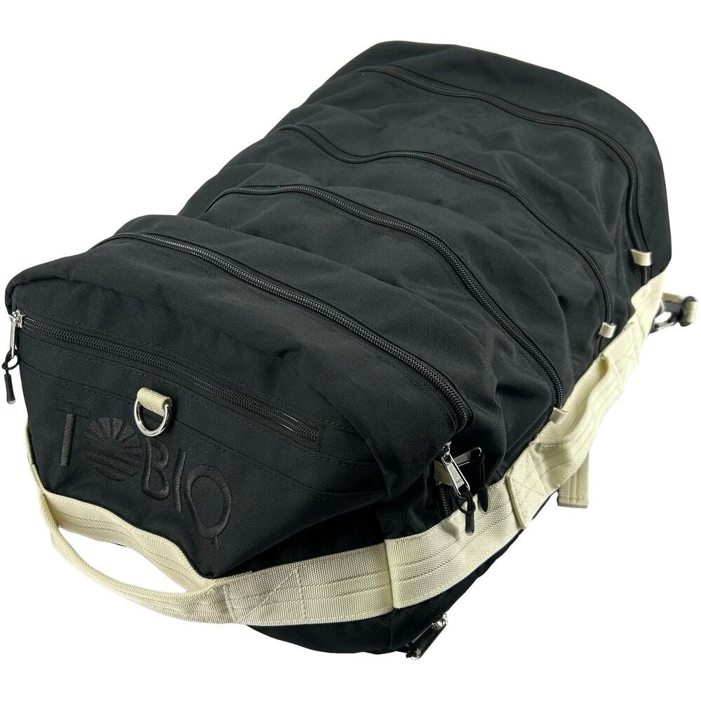 The Tiny Tobiq Black Cream 30L Duffel Gym Bag Backpack W/ 4 Equal Compartments